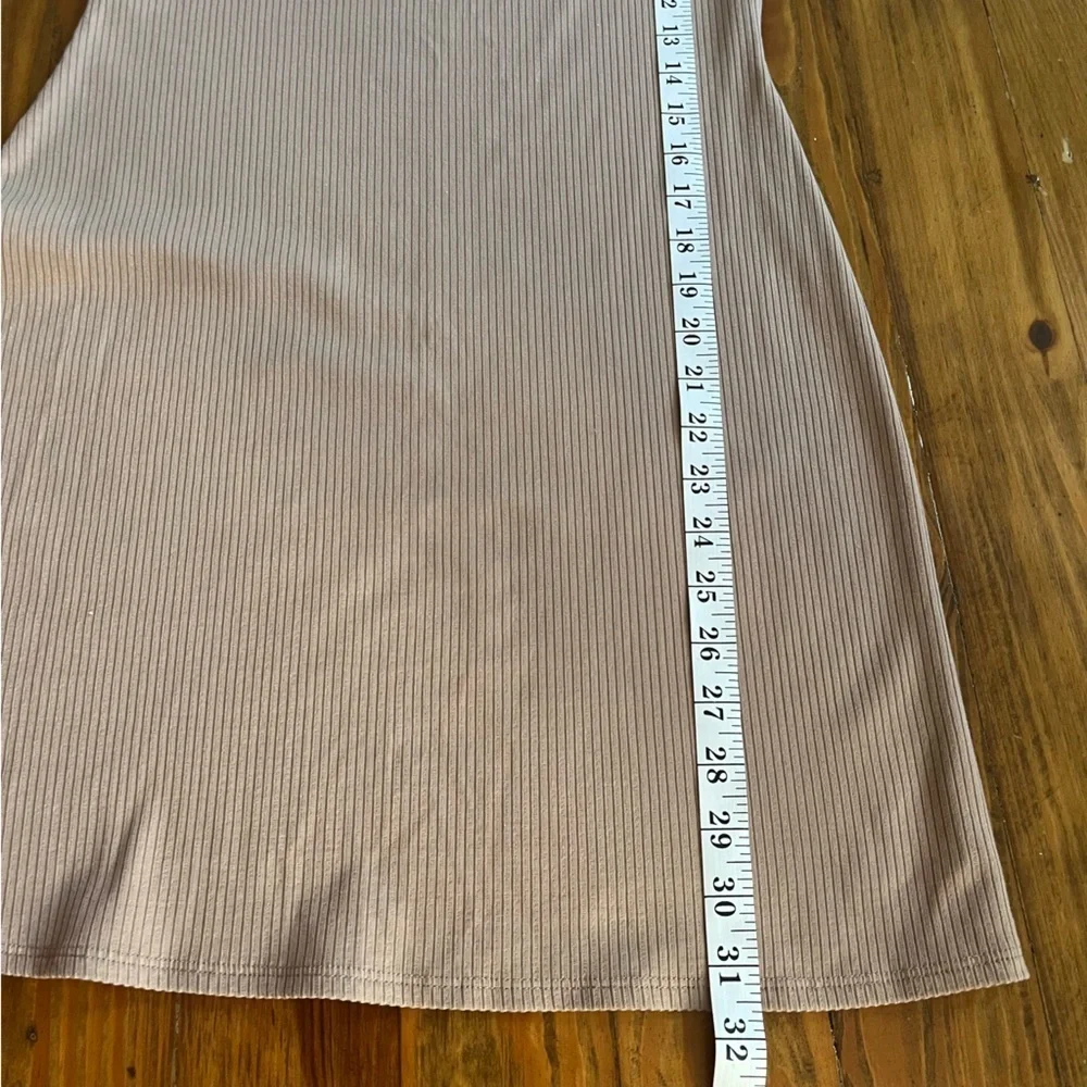 Reformation NEW Tan Sarita Dress Knit Ribbed Square Neck L Mini‎ Dress Bodycon